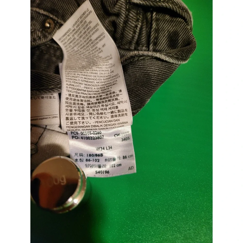 Levi's 505 Regular Fit Jeans Mens 34x34 Washed Black Straight Leg Distress Denim